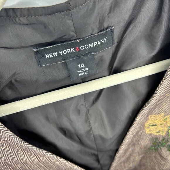 New York & Company Vintage Tweed Vest w/ Floral Embroidery | Size 14 | Y2K | - Picture 5 of 7